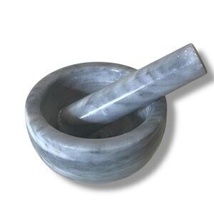 VTG Marble Pestle & Mortar Gray/Black Herb Grinder, Apothecary Pharmacy